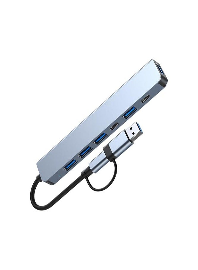 موسع USB لمنفذ Type-C و Type-A، 7 في 1 USB تقسيم، ملحق كمبيوتر مع USB-C USB-A، محول Dongle لجهاز لوحي هاتف كمبيوتر، متوافق مع HP Dell Lenovo Galaxy وأكثر - Image 1