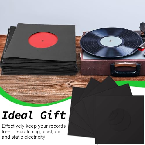 Eaasty 50 Pieces Paper Vinyl Record Sleeves 45 RPM Protection Paper Covers for Singles Records Square Record Sleeves Outer Album Covers Vinyl Jacket Covers with Holes for Storage (Black, 7.3 Inch) - Image 4