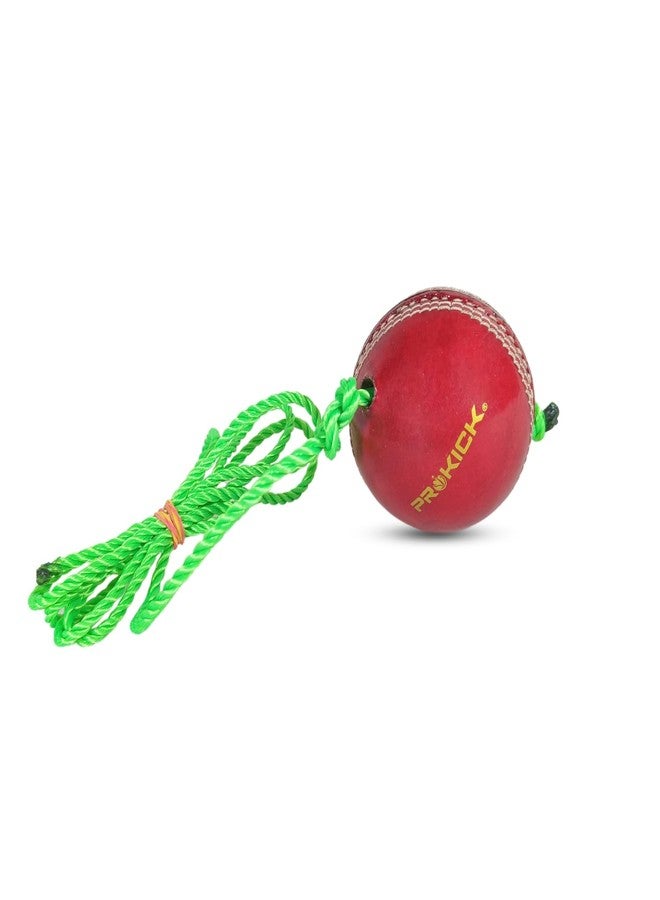 Prokick Leather Hanging Cricket Ball with Cord for Practice Match (Red) - 1PC - Image 3