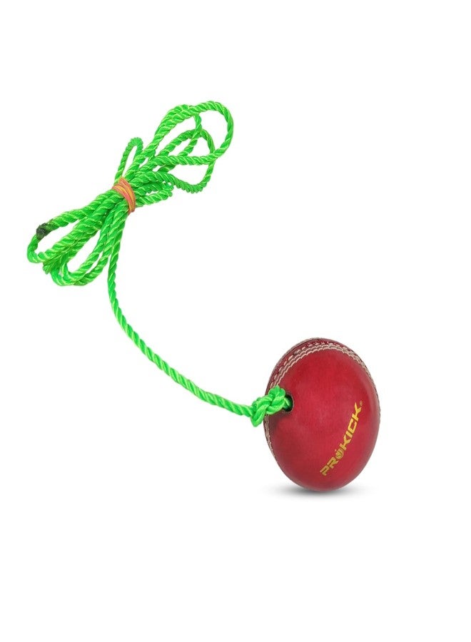 Prokick Leather Hanging Cricket Ball with Cord for Practice Match (Red) - 1PC - Image 2