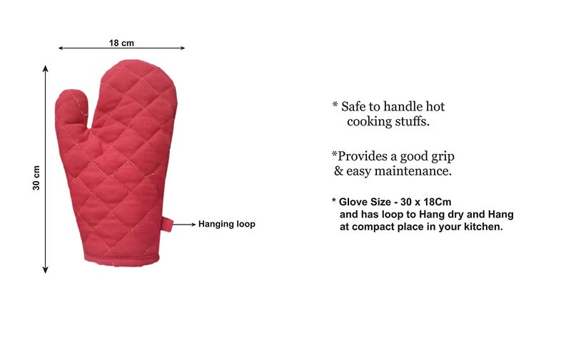 FAIRY HOME FAIRY HOME Cotton Microwave Oven Mitten for Microwave Set of 3 PCS 2 Oven Gloves 1 Pot Holders Heat Resistant  - Image 2