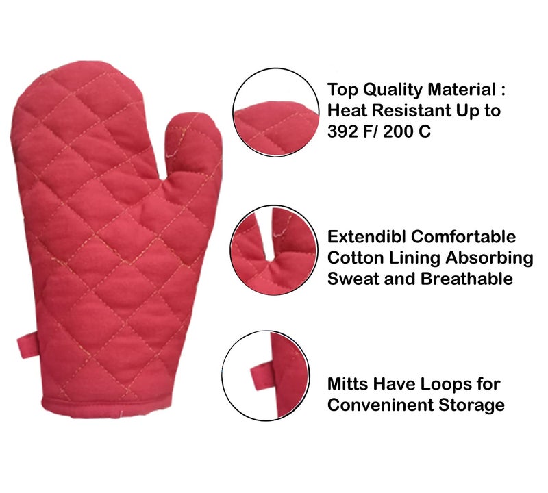 FAIRY HOME FAIRY HOME Cotton Microwave Oven Mitten for Microwave Set of 3 PCS 2 Oven Gloves 1 Pot Holders Heat Resistant  - Image 3