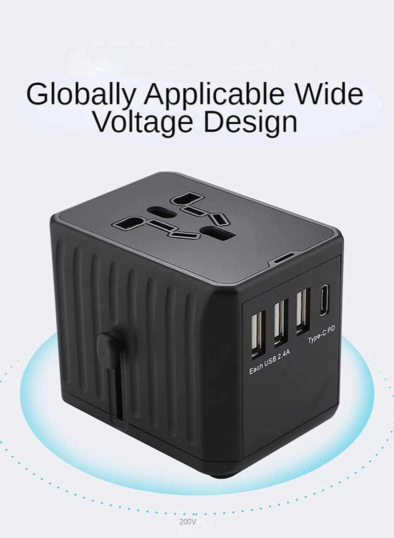Multi-Function Power Adapter for Travel, International Power Conversion Connector, 3Type-A & 1Type-C,4USB Interface, Universal Standard in Uk, Usa, Australia and Europe, Etc (Black) - Image 5