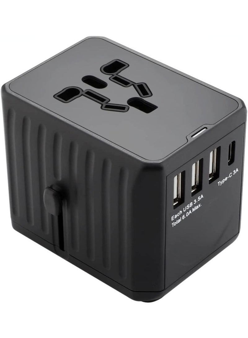 Multi-Function Power Adapter for Travel, International Power Conversion Connector, 3Type-A & 1Type-C,4USB Interface, Universal Standard in Uk, Usa, Australia and Europe, Etc (Black) - Image 2