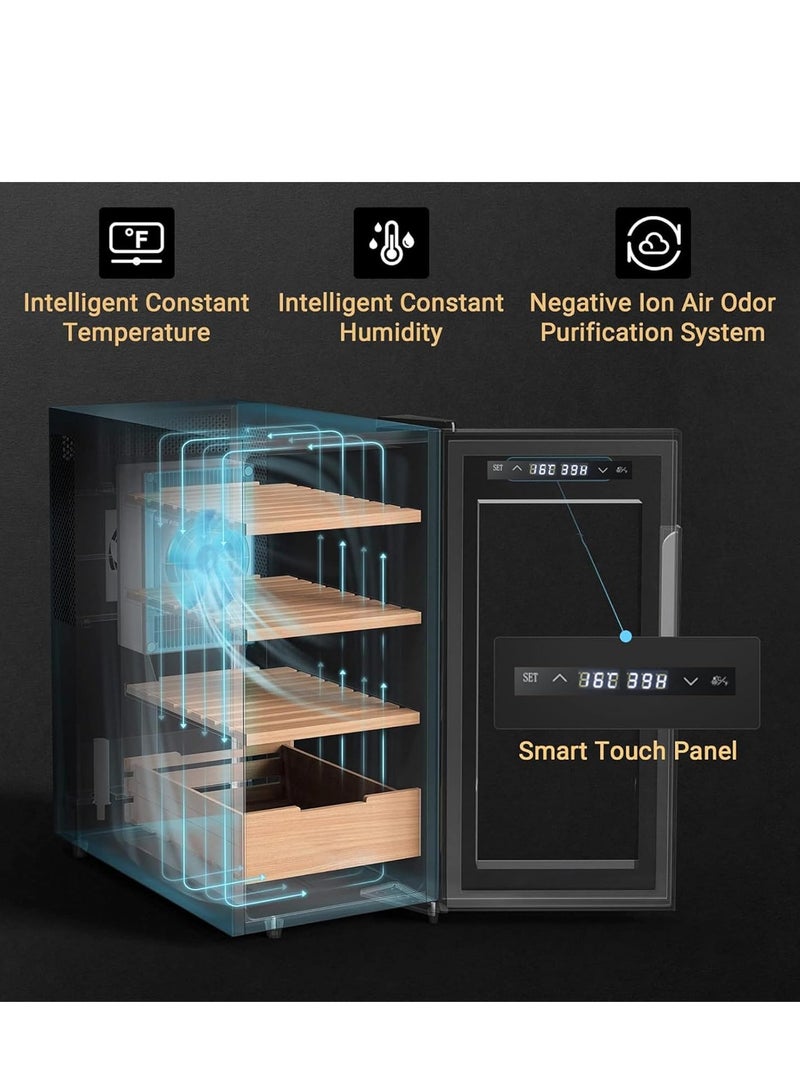 Vparty Premium 70L Electric Cigar Humidor Cabinet with Temperature & Humidity Control, Spanish Cedar Wood Shelves, Digital Hygrometer, Quiet Cooling System, Luxury Gift for Men – 4 Layers, 480 Capacity - Image 5