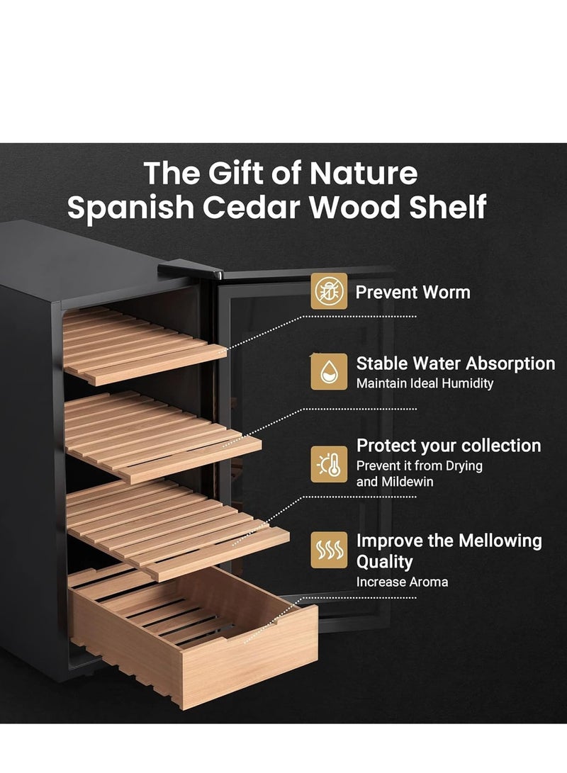 Vparty Premium 70L Electric Cigar Humidor Cabinet with Temperature & Humidity Control, Spanish Cedar Wood Shelves, Digital Hygrometer, Quiet Cooling System, Luxury Gift for Men – 4 Layers, 480 Capacity - Image 3