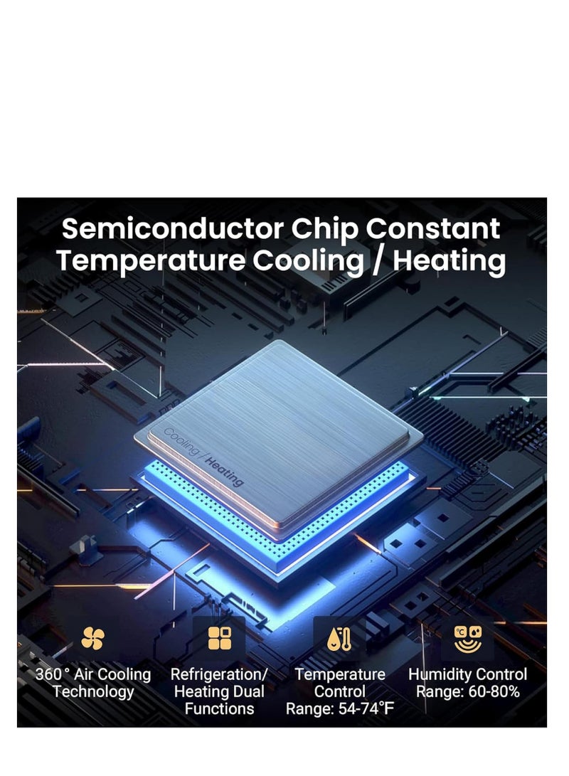 Vparty Premium 70L Electric Cigar Humidor Cabinet with Temperature & Humidity Control, Spanish Cedar Wood Shelves, Digital Hygrometer, Quiet Cooling System, Luxury Gift for Men – 4 Layers, 480 Capacity - Image 4