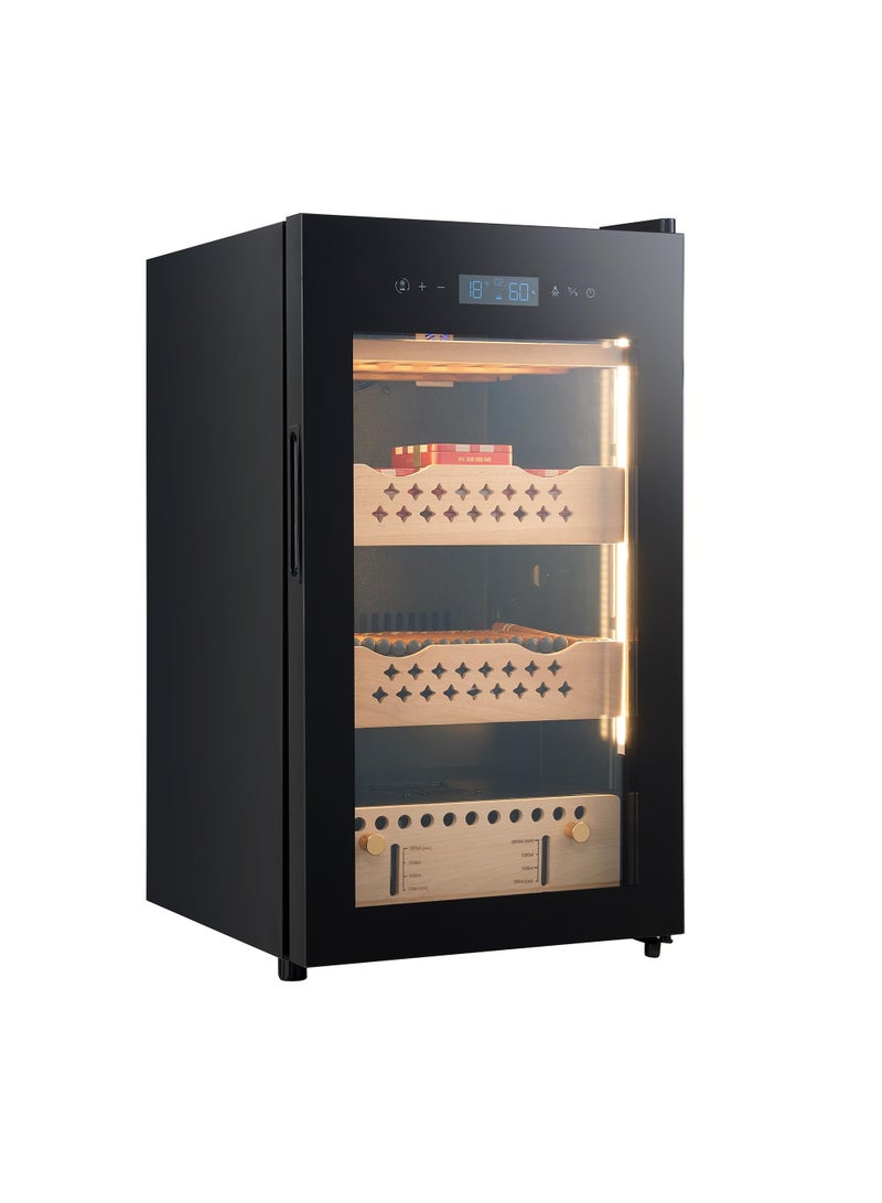 Vparty Premium 70L Electric Cigar Humidor Cabinet with Temperature & Humidity Control, Spanish Cedar Wood Shelves, Digital Hygrometer, Quiet Cooling System, Luxury Gift for Men – 4 Layers, 480 Capacity - Image 1