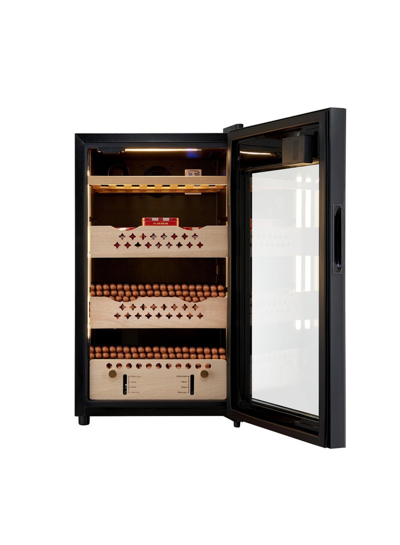 Vparty Premium 70L Electric Cigar Humidor Cabinet with Temperature & Humidity Control, Spanish Cedar Wood Shelves, Digital Hygrometer, Quiet Cooling System, Luxury Gift for Men – 4 Layers, 480 Capacity - Image 2