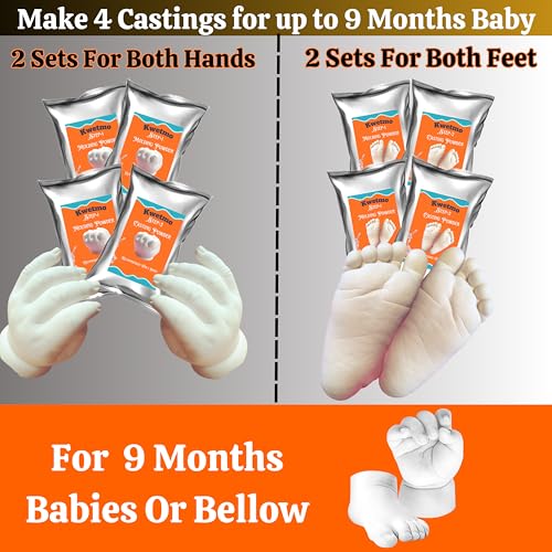 Kwetmo Baby Casting Kit – 2 Hands and 2 Feet, Molding Powder for Newborns –creft material craft supply, Handprint and Footprint Kit – Keepsake, baby shower, newborn gifting for new parents (4 CASTINGS) - Image 3