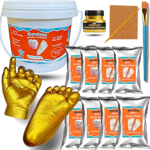 Kwetmo Baby Casting Kit – 2 Hands and 2 Feet, Molding Powder for Newborns –creft material craft supply, Handprint and Footprint Kit – Keepsake, baby shower, newborn gifting for new parents (4 CASTINGS) - Image 1