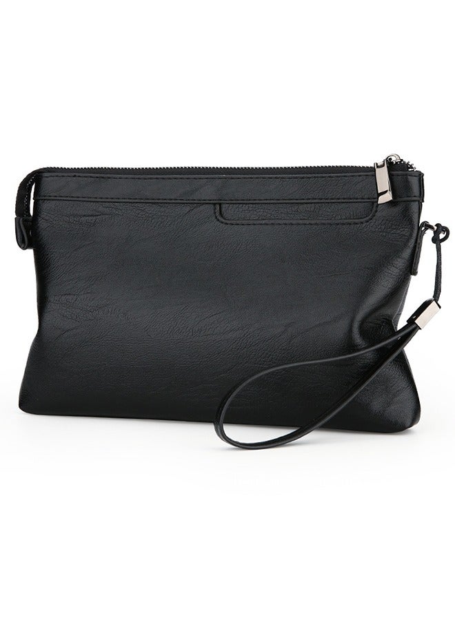 Men's Envelope Clutch - Large Capacity Business Casual Fashion Tote Bag For Men - Business Casual PU Leather Tote Wallet With Cell Phone Pocket - Black  - Image 1