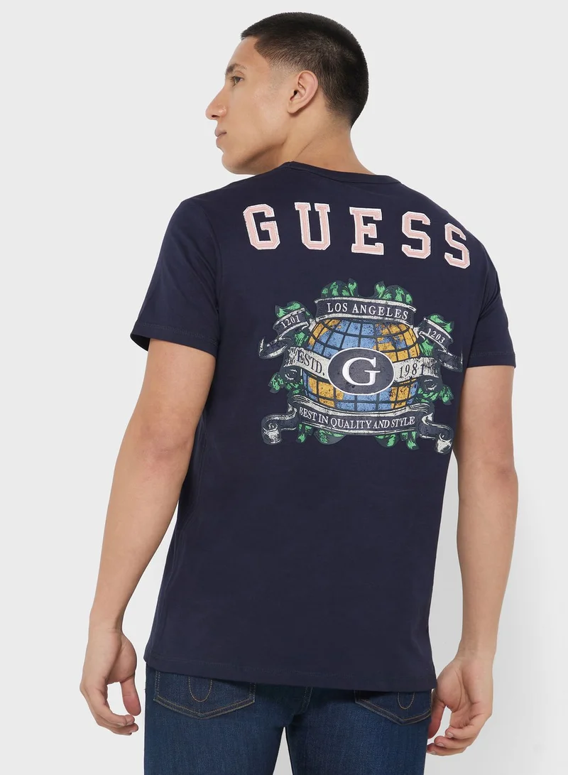 GUESS Logo Printed Crew Neck T-Shirt