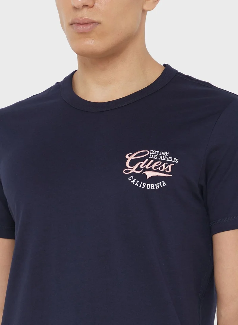 GUESS Logo Printed Crew Neck T-Shirt