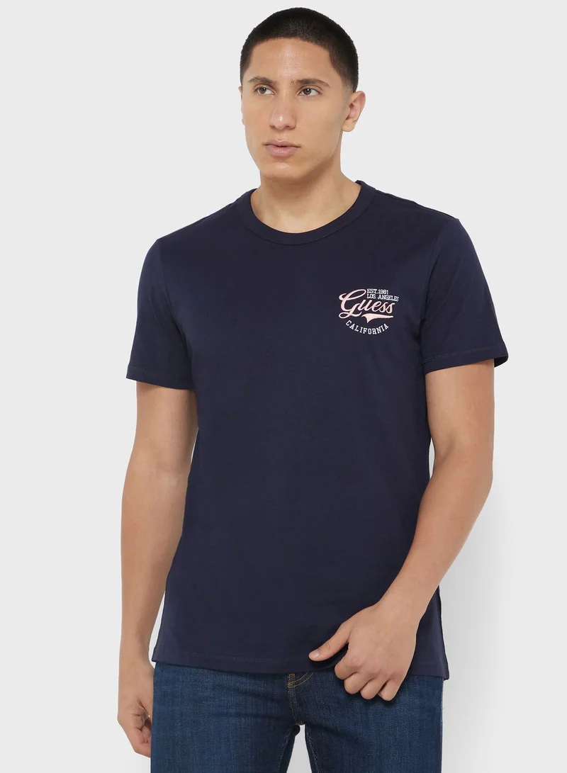 GUESS Logo Printed Crew Neck T-Shirt