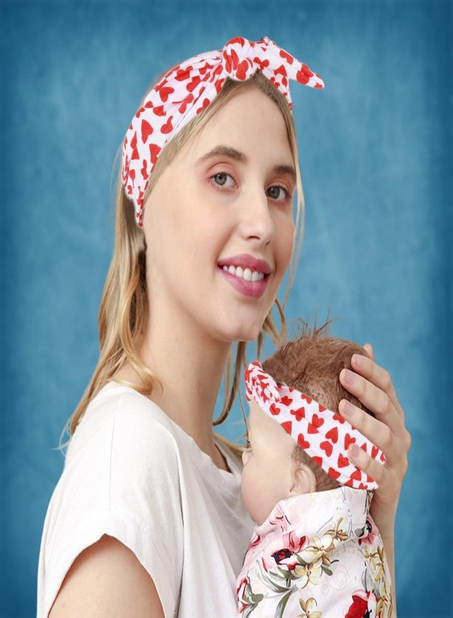 SYGA 2 Pcs Mom & Baby Headband Naylon Stretchable Hairband Suitable for Newborn Infant Toddler Kids 0-3 Year (Love) - Image 2