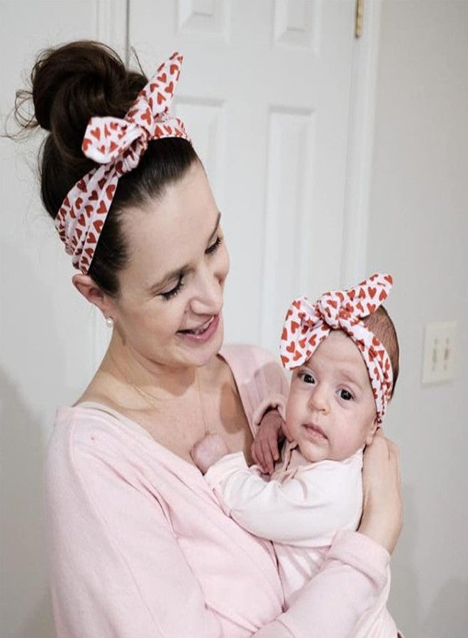 SYGA 2 Pcs Mom & Baby Headband Naylon Stretchable Hairband Suitable for Newborn Infant Toddler Kids 0-3 Year (Love) - Image 4