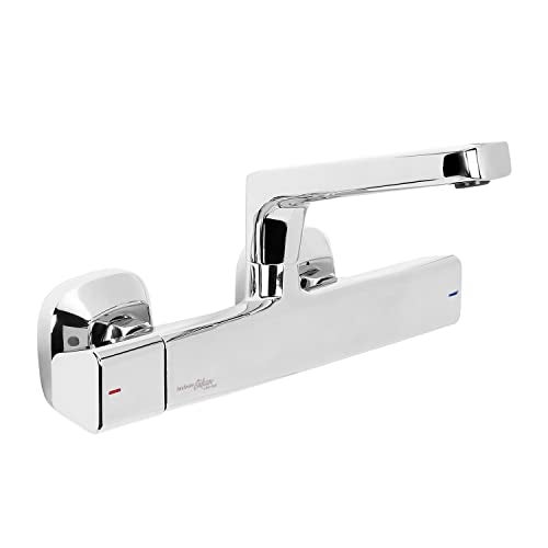 Hindware Italian Collection Starc Hot and Cold Sink Mixer with Rotating Spout (Wall Mounted), Brass with Chrome Finish | F530023CP | Kitchen Sink Tap | 12-Year Warranty - Image 1