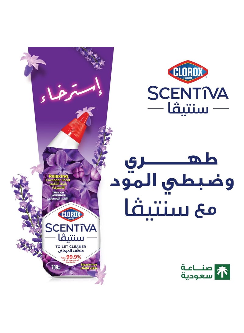 Clorox Scentiva Toilet Cleaner 709 ml, Tuscan Lavender, Bleach Free Toilet Bowl Cleaner - Image 2