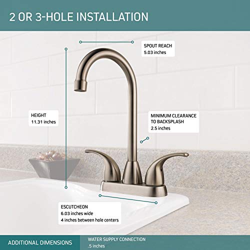 Peerless Tunbridge 2-Handle Bar-Prep Kitchen Sink Faucet, Stainless P288LF-SS - Image 3