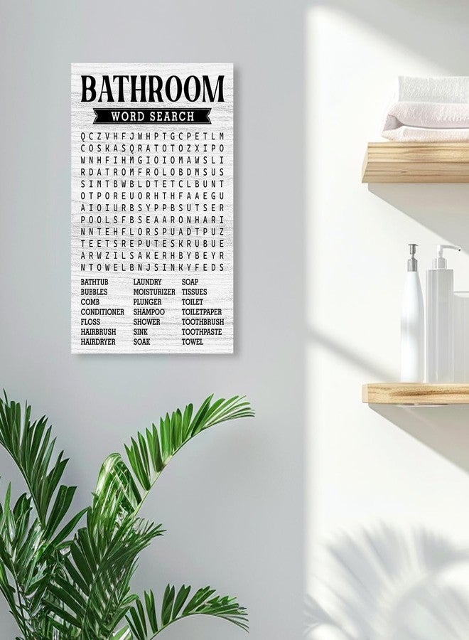 OTINGQD Funny Bathroom Wall Art,Bathroom Word Search Canvas Wall Decor for Toilet Restroom Washroom - Image 3
