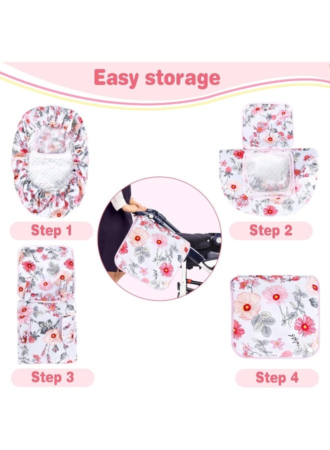 SMTTW Baby Car Seat Covers, Infant Car Canopy for Spring Summer Autumn Winter, Universal Fit, Snug Warm Breathable, Car Seat Canopy for Boys Girls (Pink Flower) - Image 5