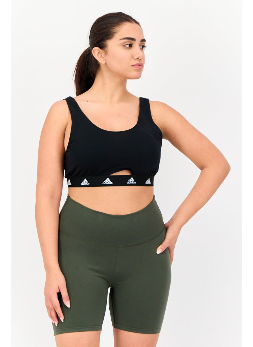 Adidas Women Brand Logo Non-Padded Bralette, Black  - Image 1