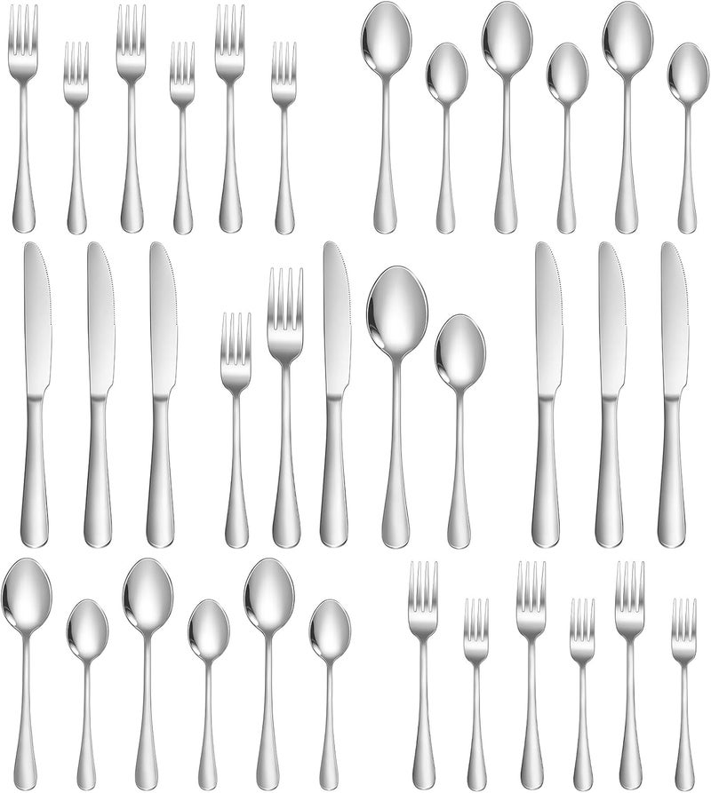 Lazycorner Flatware Set 30 Pcs Stainless Steel Utensil Sets Silverware Utensils for 6 People - Includes Forks Knives Spoons and Salad Forks - Dishwasher Safe Durable Tableware for Home Restaurant or Outdoor Use - Image 1