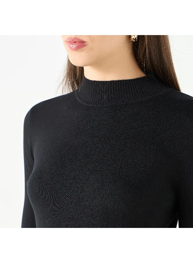 2Xtremz 2Xtremz Ribbed Funnel Neck Sweater with Long Sleeves