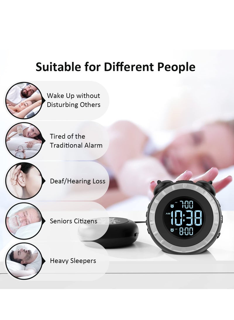 SYOSI - Loud Dual Alarm Clock with Bed Shaker, Vibrating Alarm Clock for Heavy Sleepers or Hearing Impaired, 0-100% Dimmer, Easy to Set, USB Charging - Image 1