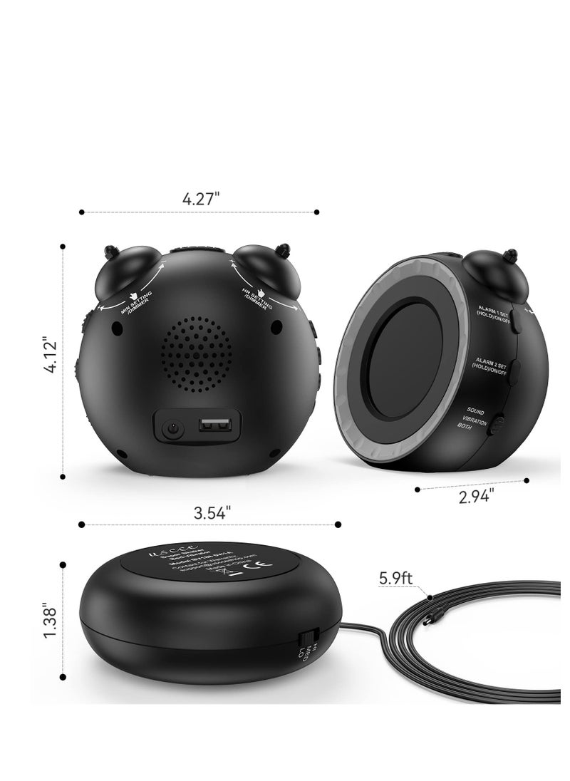 SYOSI - Loud Dual Alarm Clock with Bed Shaker, Vibrating Alarm Clock for Heavy Sleepers or Hearing Impaired, 0-100% Dimmer, Easy to Set, USB Charging - Image 1