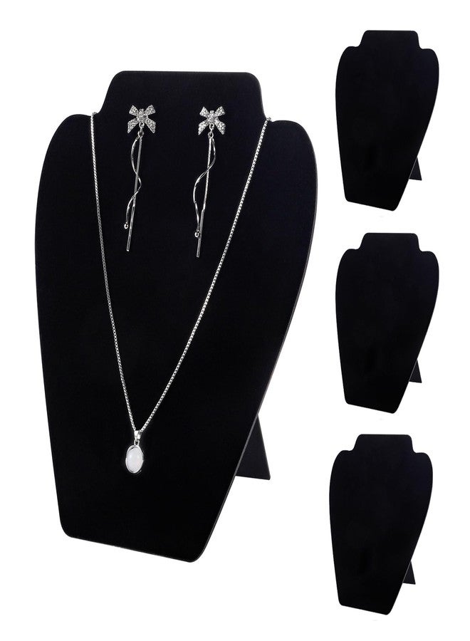 TENINYU Black Necklace Earring Jewelry Display Stand, 8 x 7 Inch Foldable Black Velvet Necklace Bust Easel Chain Holder Organizer Rack for Home or Store Show (4 Pack) - Image 1