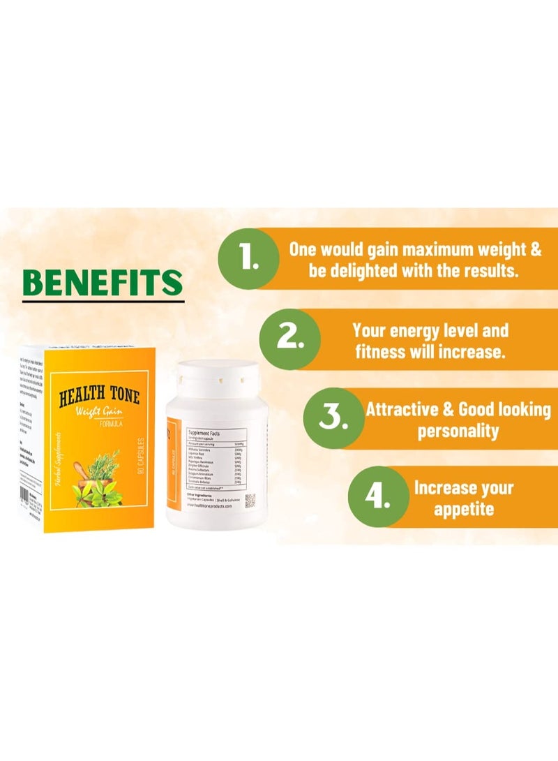 Health Tone Weight Gain Capsules – Herbal Supplement for Healthy Mass, Appetite & Energy – 90 Caps - Image 4