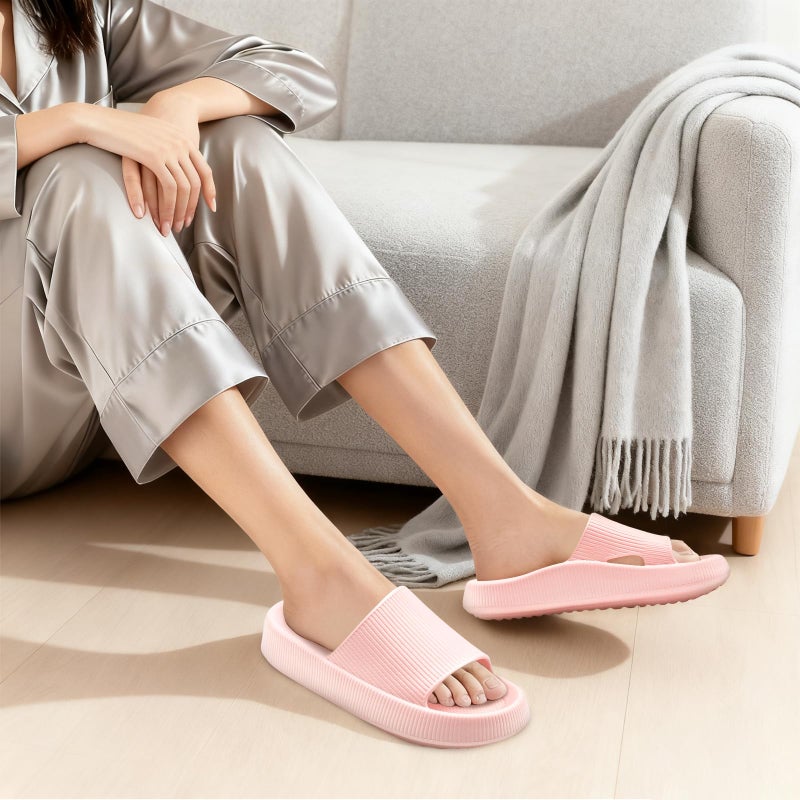 rosyclo Orthopedic Sandals for Women and Men, Arch Support Cloud Recovery Slides Orthotic Pain Relief Pillow Soft Lightweight Cozy Thick Sole Slip On Plantar Fasciitis Slippers, Pink - Image 2