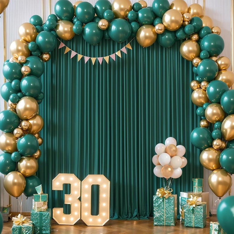 PARTISKY 16x10FT Hunter Green Backdrop Curtains for Wedding Parties, Wrinkle Free Polyester Photography Backdrop Drapes for Baby Shower Birthday Parties Stage Background Stand Decorations 4x10ft,4 Panels - Image 3