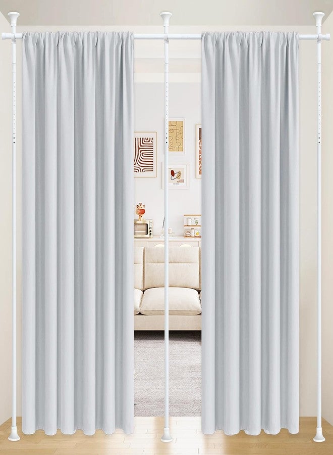 CALCHELE Room Divider Curtain Rod, No Drilling Rod, 48-120inch (H) 28-144inch(W) Adjustable Partition Hanging Room Dividers, Room Partitions and Dividers Floor to Ceiling Self Stand for Space Partition White - Image 1