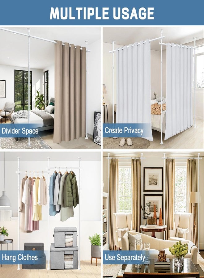 CALCHELE Room Divider Curtain Rod, No Drilling Rod, 48-120inch (H) 28-144inch(W) Adjustable Partition Hanging Room Dividers, Room Partitions and Dividers Floor to Ceiling Self Stand for Space Partition White - Image 5
