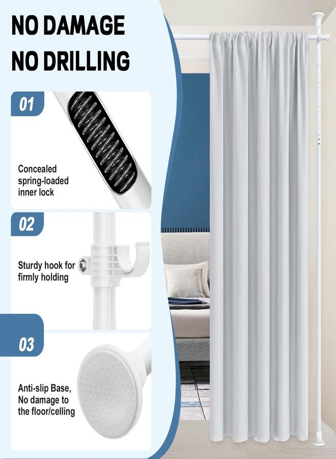 CALCHELE Room Divider Curtain Rod, No Drilling Rod, 48-120inch (H) 28-144inch(W) Adjustable Partition Hanging Room Dividers, Room Partitions and Dividers Floor to Ceiling Self Stand for Space Partition White - Image 2