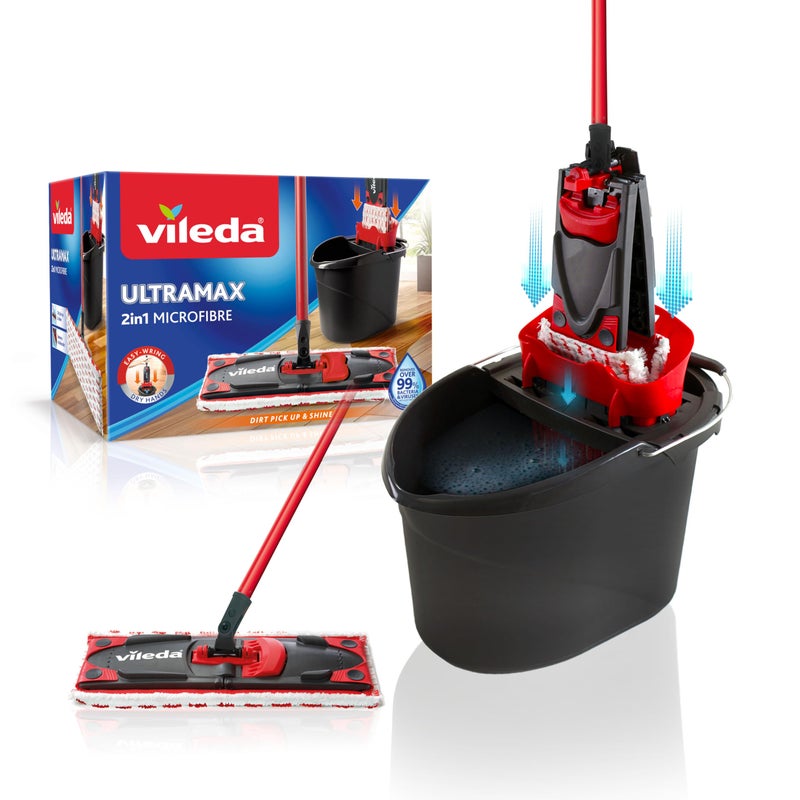 Vileda Ultramax Flat Mop and Bucket Set, Multi-Colour