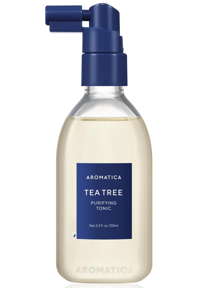 AROMATICA Tea Tree Purifying Tonic, Paraben, Silicone, Sulfate-free | Vegan | Soothing & Cooling Tonic for Your Scalp | Helps Hair Look Healthier and Nourished | Natural Ingredients Only (3.38oz) - Image 1