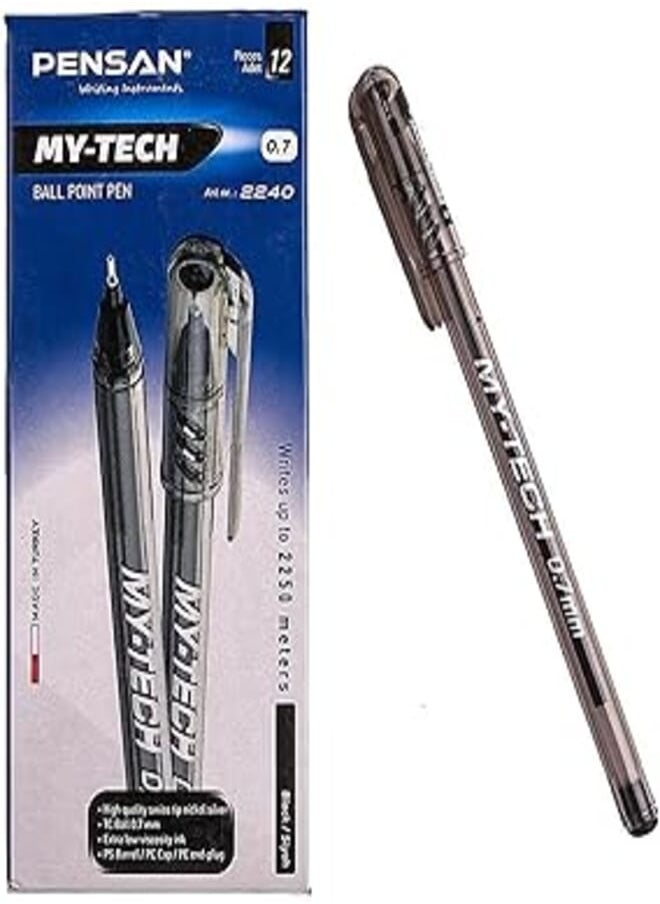 Pensan Pensan 2240 Ballpoint Pen Pack of 12Pcs 0.7mm - Black 