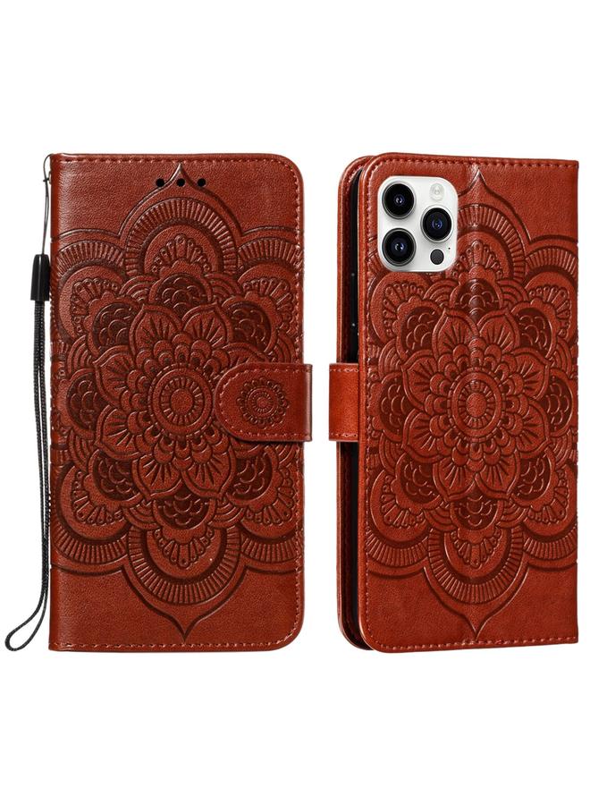 S-TOP Case For iPhone 15 Pro Mandala Embossing Pattern Horizontal Flip Leather Phone Case - Image 1