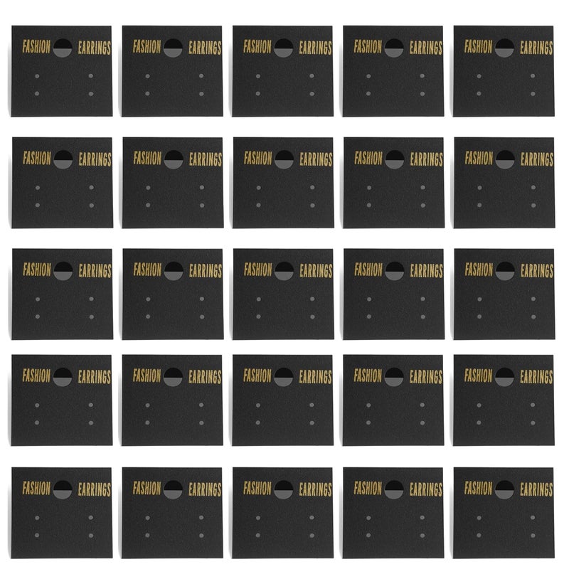 ST logo 100 Pcs Plastic Jewelry Earring Display Cards Ear Stud Plastic Earring Card Holder Jewelry Organizer Jewelry Packaging DIY Holder (100 Pcs Black) - Image 1