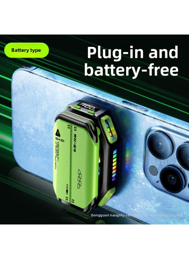 Mobile Phone Radiator Battery Pluggable Dual-purpose Digital Display Magnetic Attraction Electric Competition Air-cooled Semiconductor Cooling Refrigeration-Color:X111 Host  - Image 1
