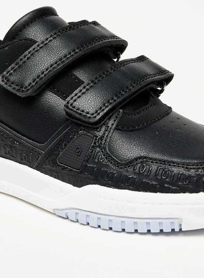 Mister Duchini Boys Textured Sneakers with Hook and Loop Closure