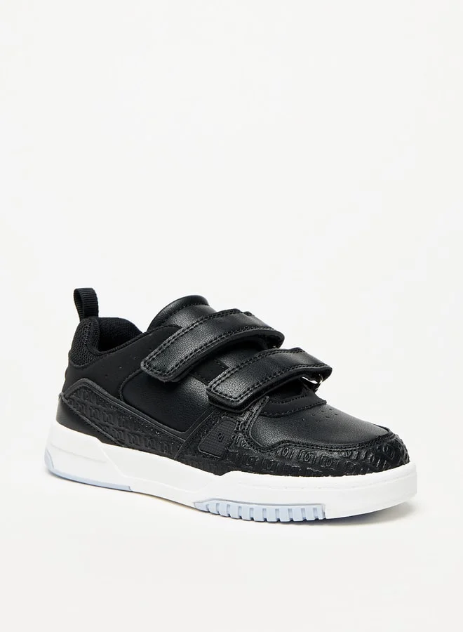 Mister Duchini Boys Textured Sneakers with Hook and Loop Closure