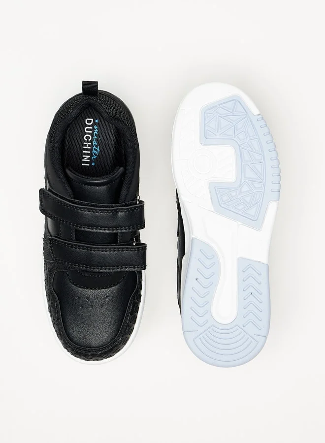 Mister Duchini Boys Textured Sneakers with Hook and Loop Closure