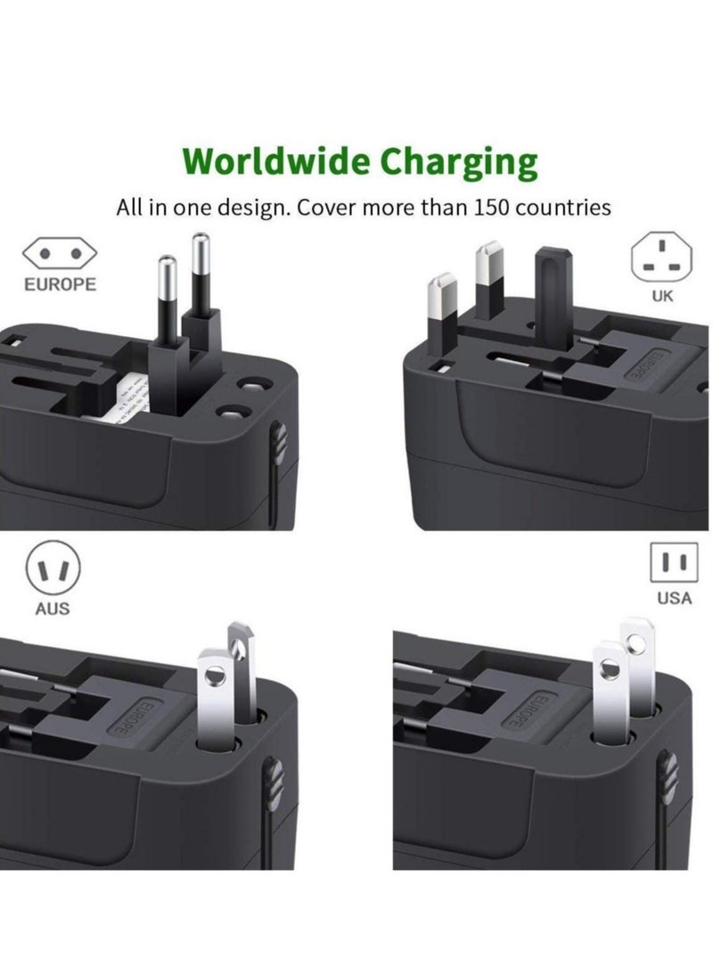 Generic Dual USB Universal Travel Adapter – All-in-One Worldwide Wall Charger with Multi-Type Power Outlets and 2.1A USB Ports (Black)  - Image 4