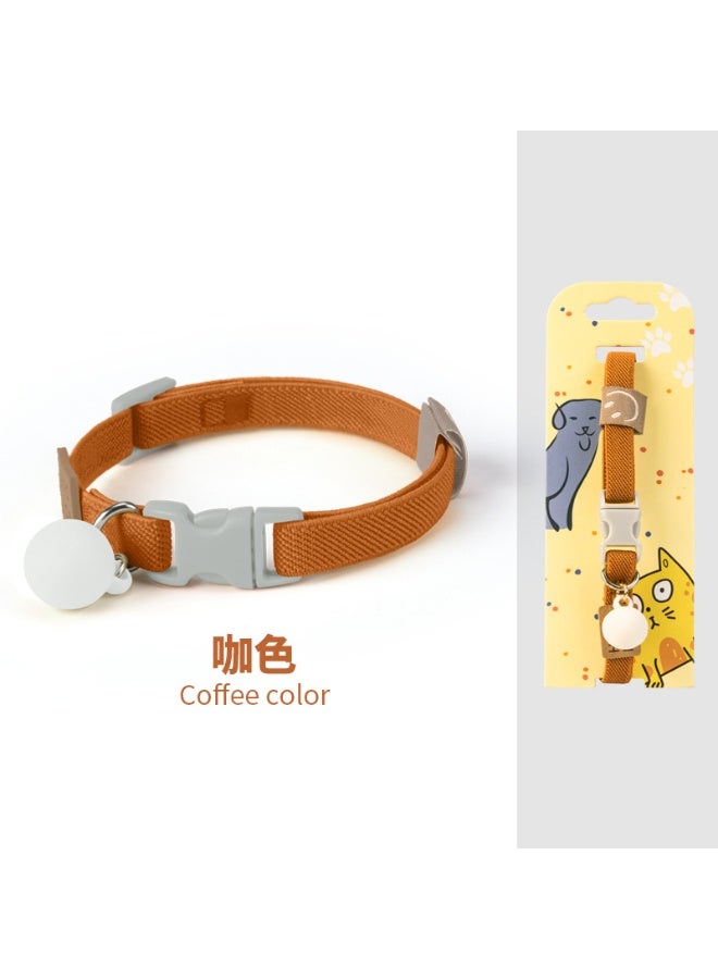 🤎 Brown Adjustable Cat Collar | Breakaway Safety Buckle & Detachable Bell | Macaron Ball Ornament | Male & Female Cats - Image 1