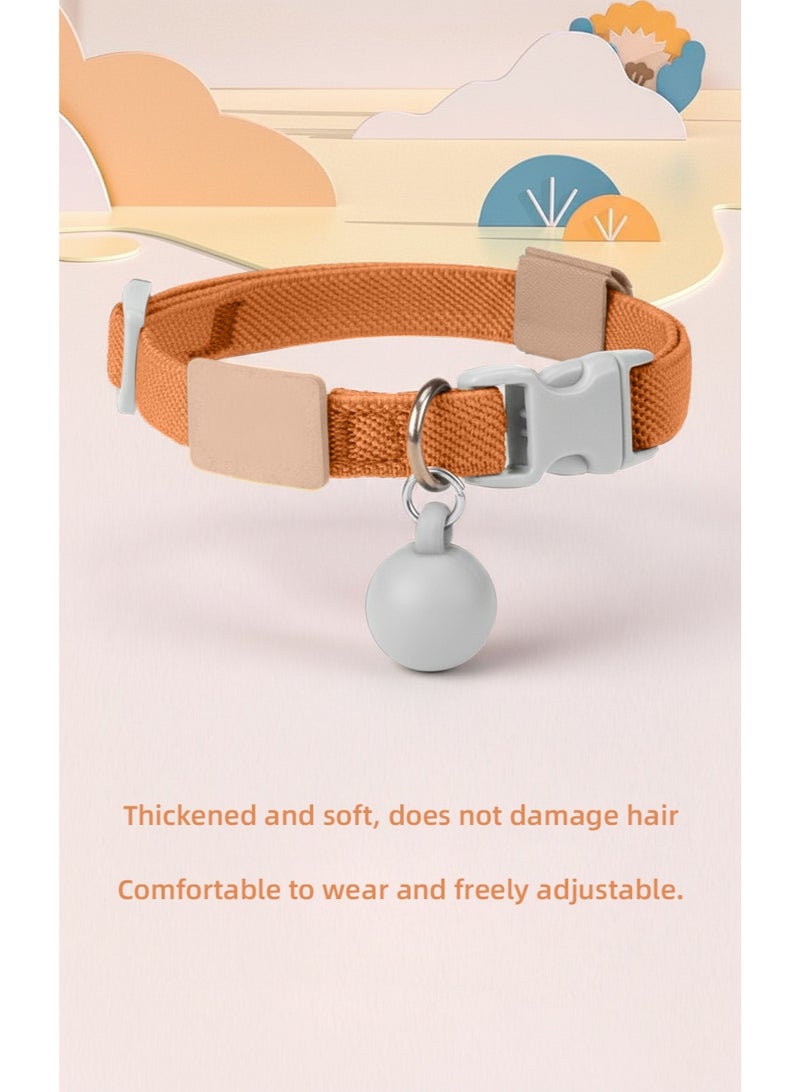 🤎 Brown Adjustable Cat Collar | Breakaway Safety Buckle & Detachable Bell | Macaron Ball Ornament | Male & Female Cats - Image 3